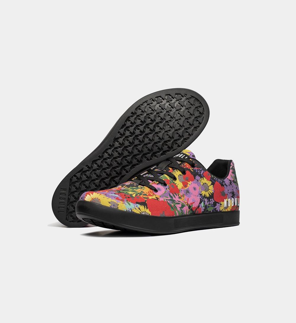 Men NOBULL Floral Canvas Training Shoes Black Multi | SXORT-9650