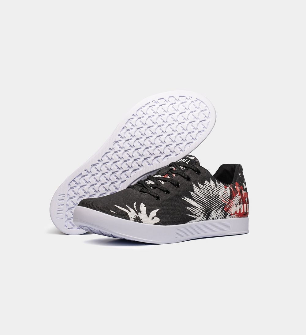 Men NOBULL Floral Canvas Training Shoes Black Cactus Blossom | EOZYB-4275