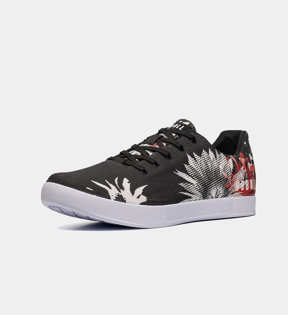 Men NOBULL Floral Canvas Training Shoes Black Cactus Blossom | EOZYB-4275