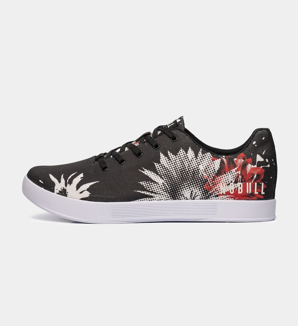 Men NOBULL Floral Canvas Training Shoes Black Cactus Blossom | EOZYB-4275