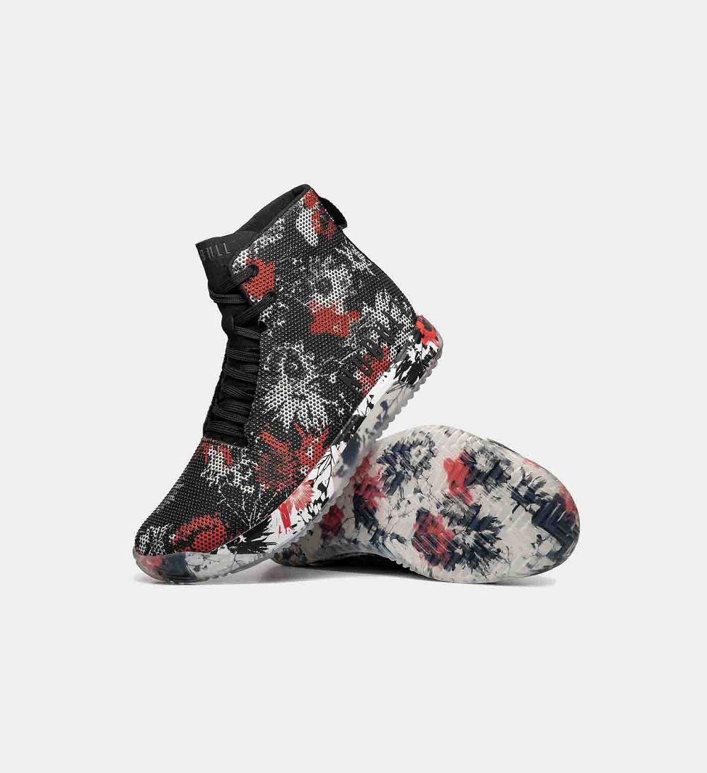 Men NOBULL Floral High-Top IMPACT Training Shoes Black Cactus Blossom | VTKFR-9421