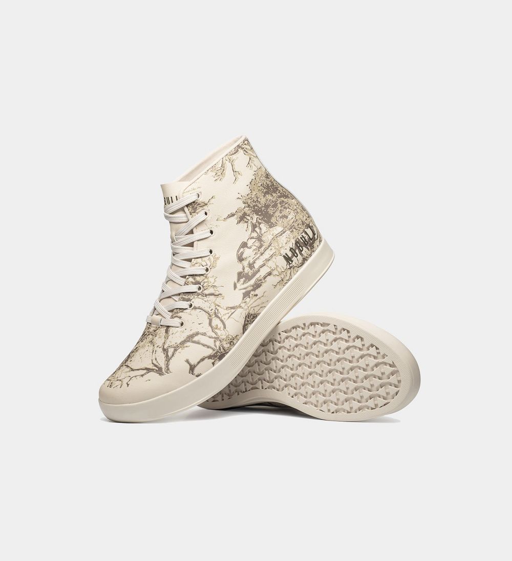 Men NOBULL Floral High-Top Leather Training Shoes Ivory Mint Thorn | CBYHN-3154