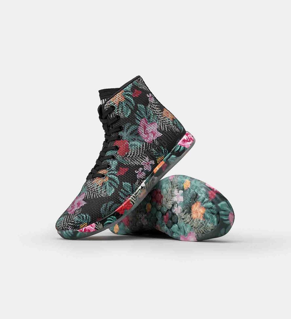 Men NOBULL Floral High-Top OUTWORK Training Shoes Multi Midnight | PWJLY-6791