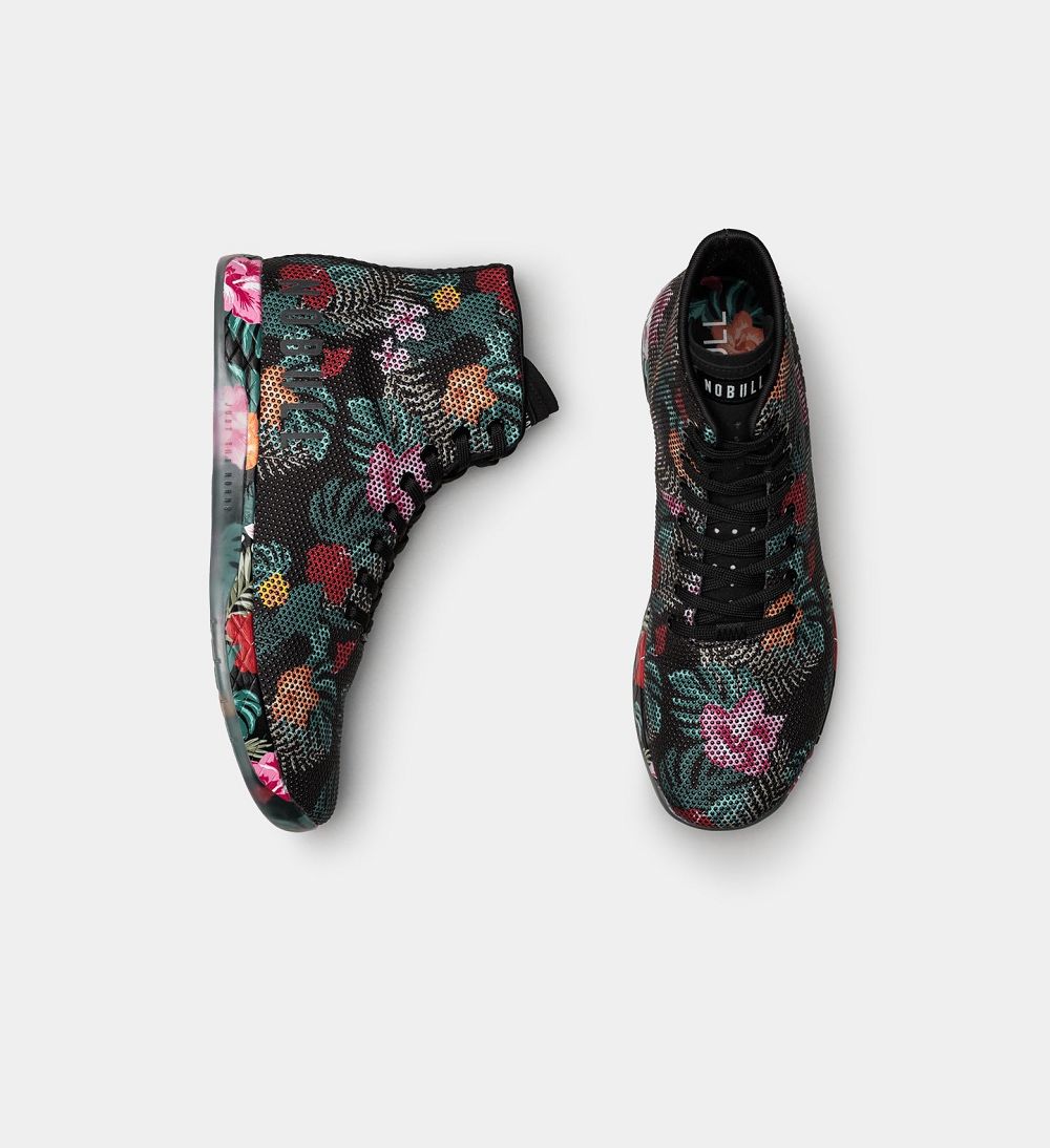 Men NOBULL Floral High-Top OUTWORK Training Shoes Multi Midnight | PWJLY-6791