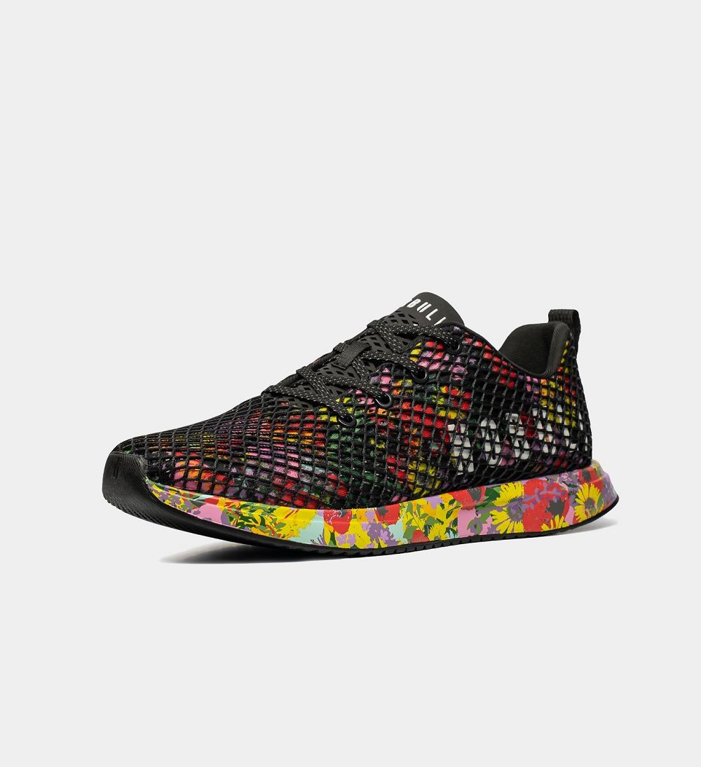 Men NOBULL Floral Mesh Running Shoes Black Multi | BWJGN-6719