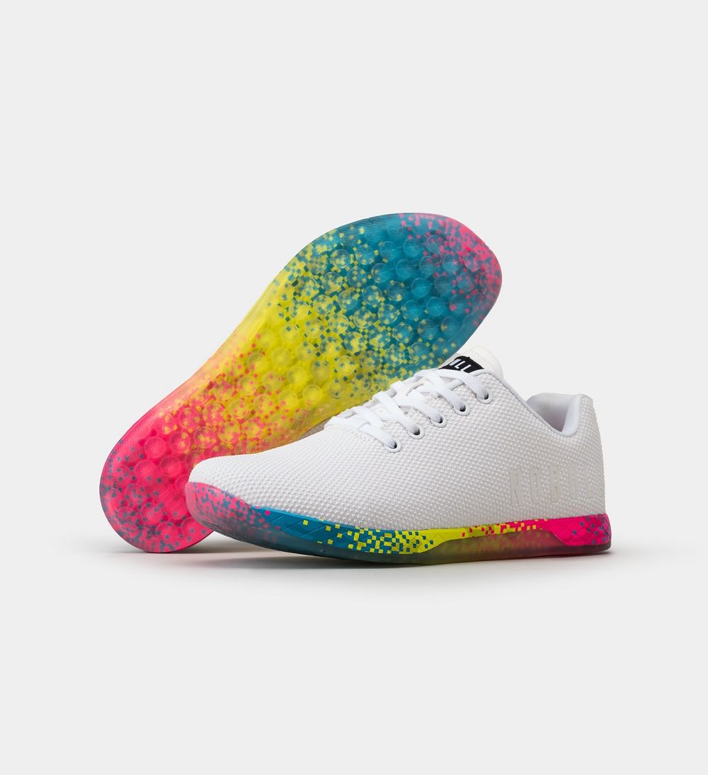 Men NOBULL Glitch OUTWORK Training Shoes White Neon Glitch | MGQTX-5018