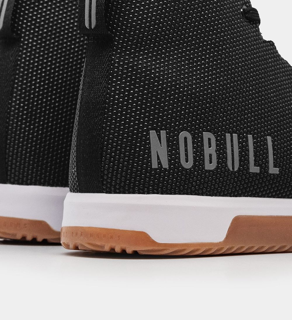 Men NOBULL Gum High-Top IMPACT Training Shoes Black White Gum | SGFTA-4596