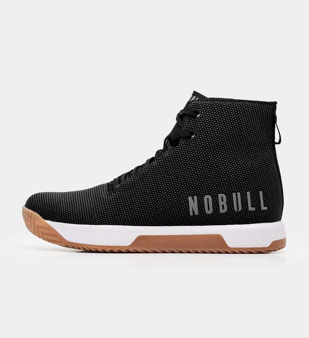 Men NOBULL Gum High-Top IMPACT Training Shoes Black White Gum | SGFTA-4596