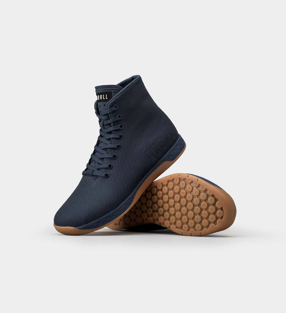 Men NOBULL Gum High-Top OUTWORK Training Shoes Navy Gum | JQFUC-1309