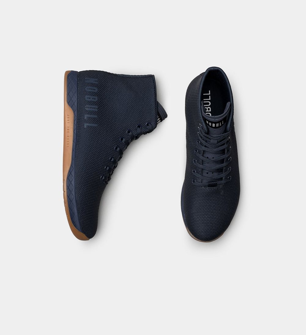 Men NOBULL Gum High-Top OUTWORK Training Shoes Navy Gum | JQFUC-1309