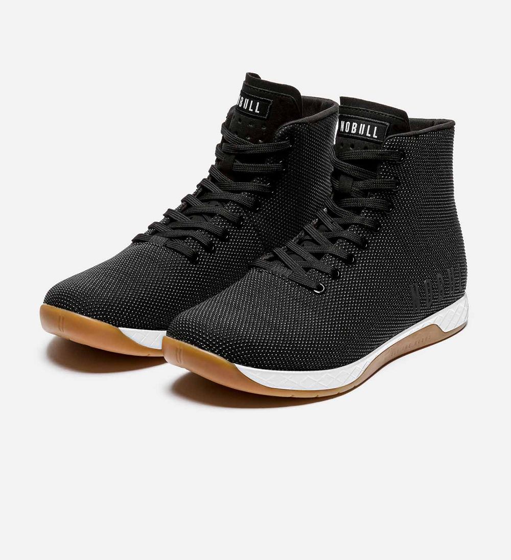 Men NOBULL Gum High-Top OUTWORK Training Shoes Black White Gum | OVTZH-9154