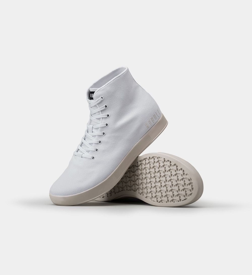 Men NOBULL High-Top Canvas Training Shoes White Ivory | FVYTB-0238