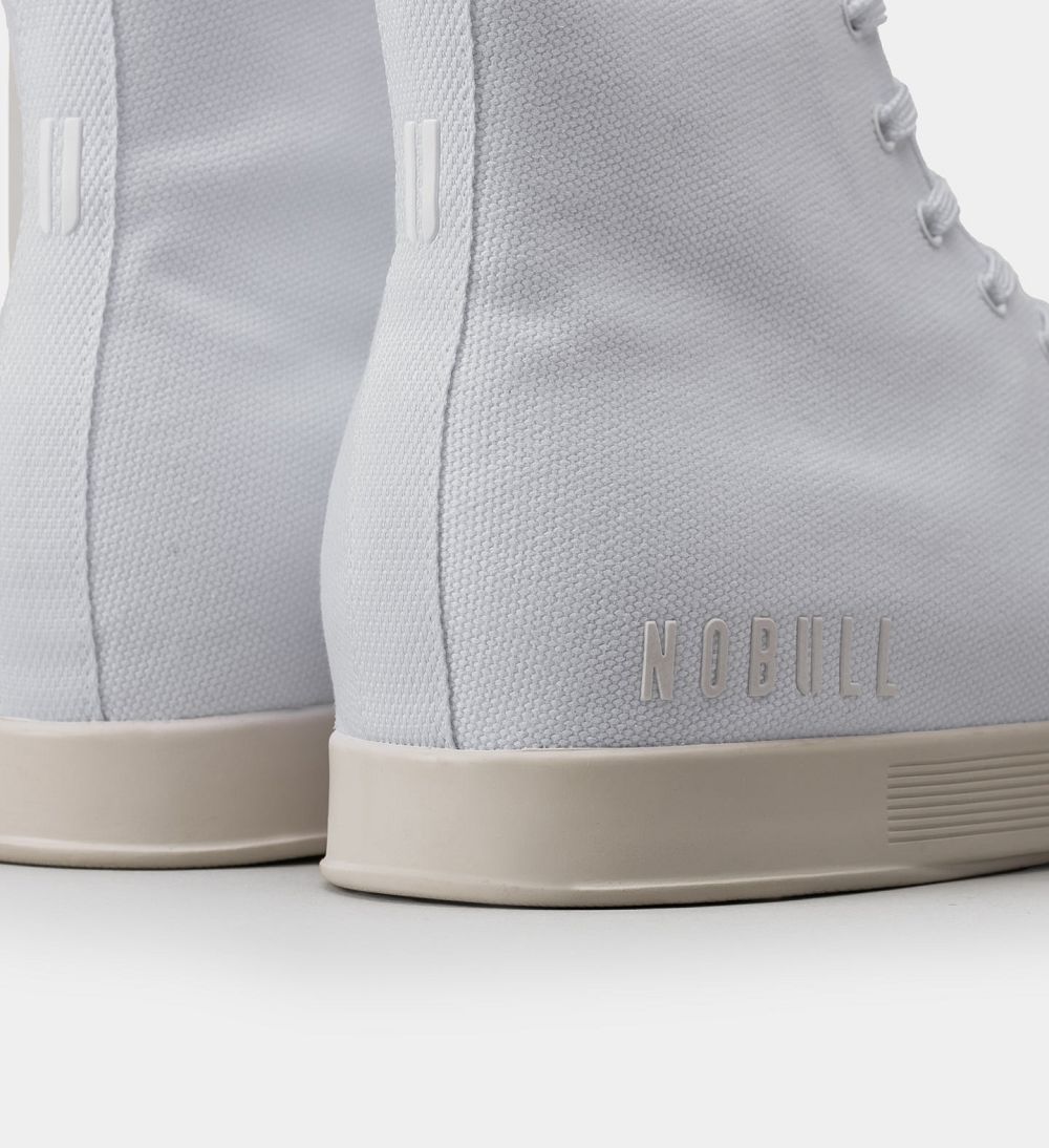 Men NOBULL High-Top Canvas Training Shoes White Ivory | FVYTB-0238