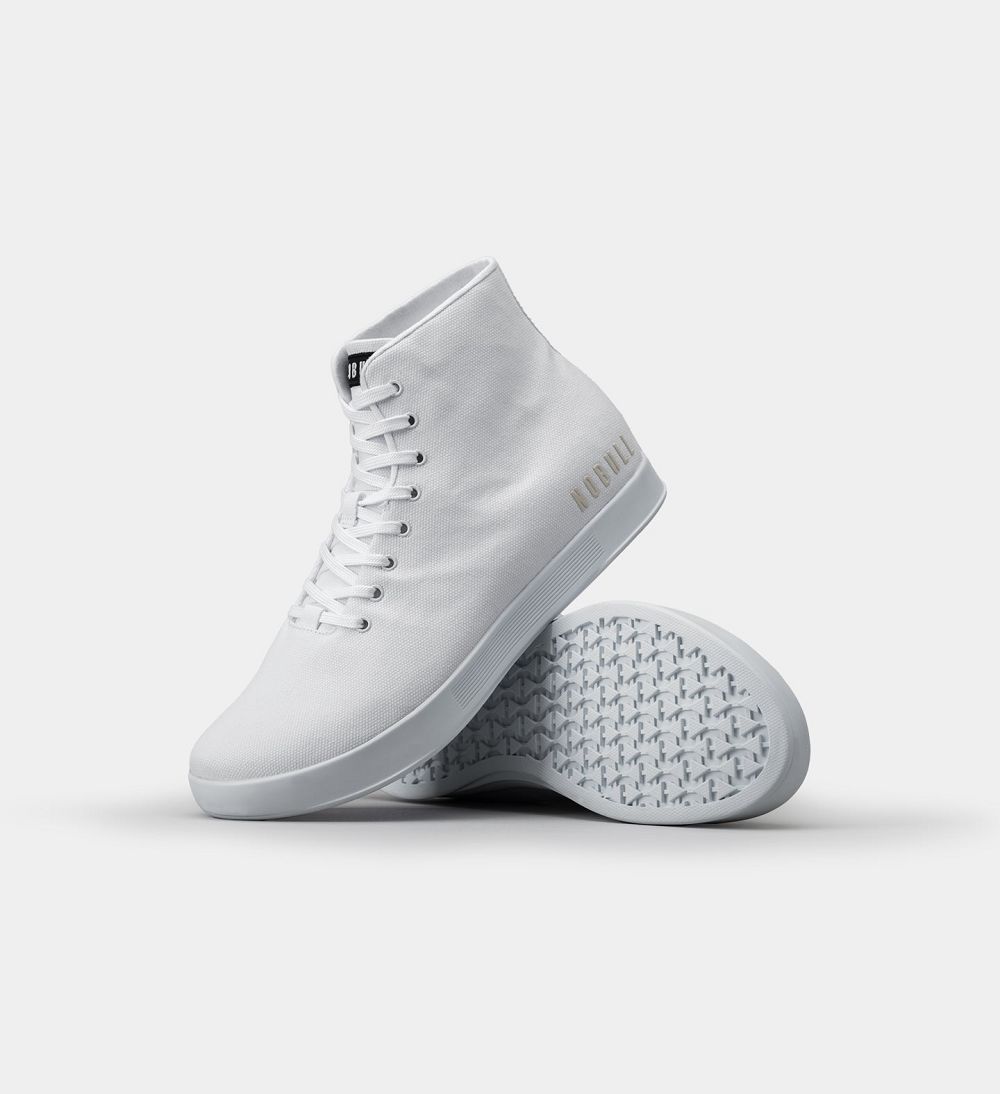 Men NOBULL High-Top Canvas Training Shoes White | ZYXIF-4651