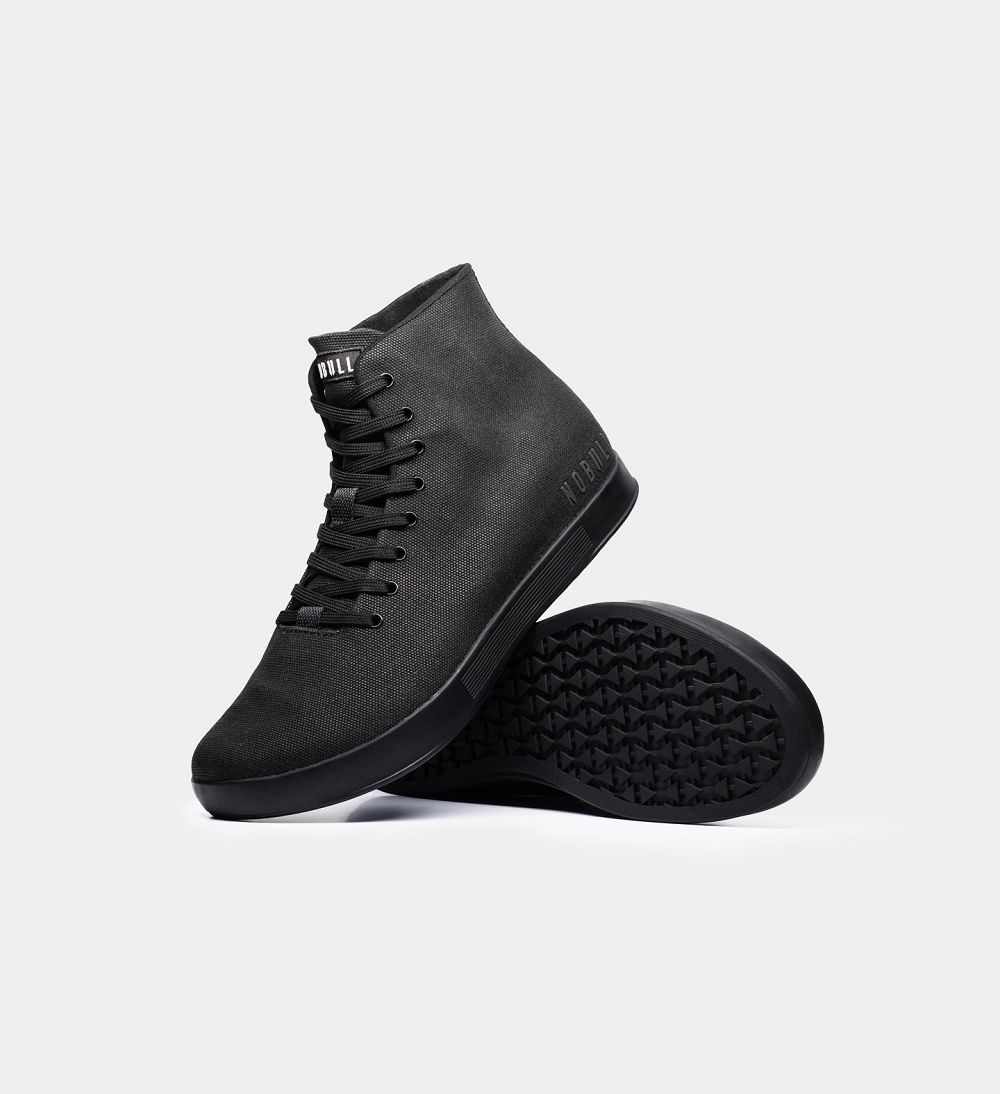 Men NOBULL High-Top Canvas Training Shoes Black | MXIHP-6147