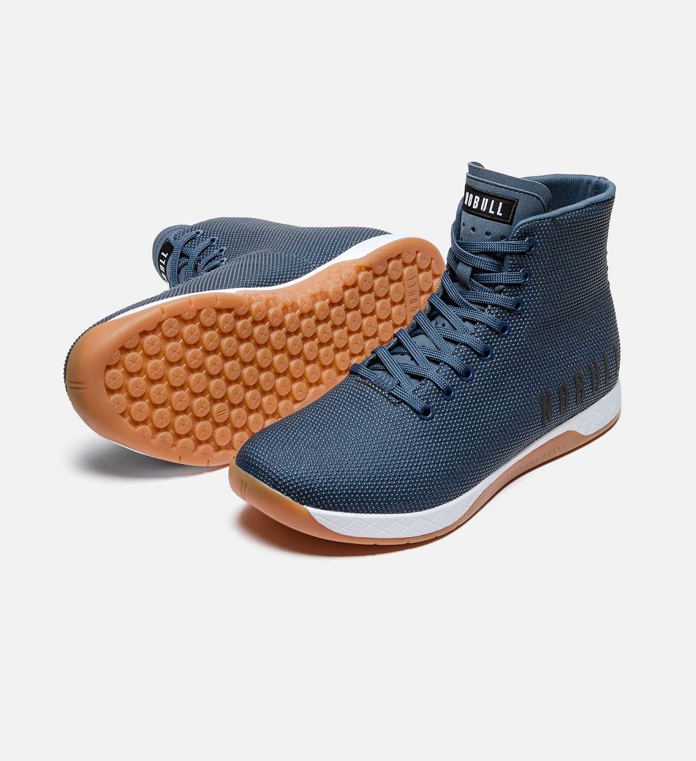 Men NOBULL High-Top OUTWORK Training Shoes Denim | VQEIY-0346