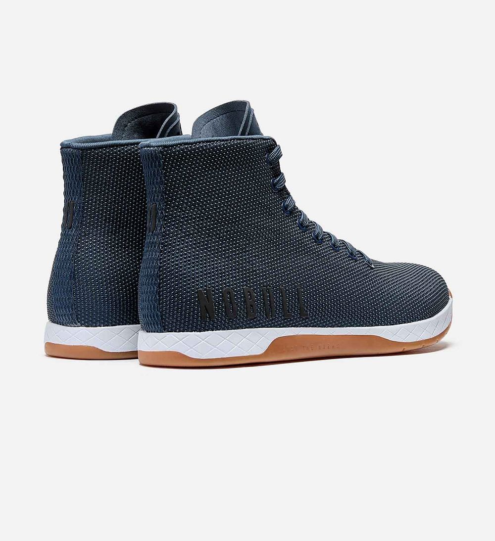 Men NOBULL High-Top OUTWORK Training Shoes Denim | VQEIY-0346