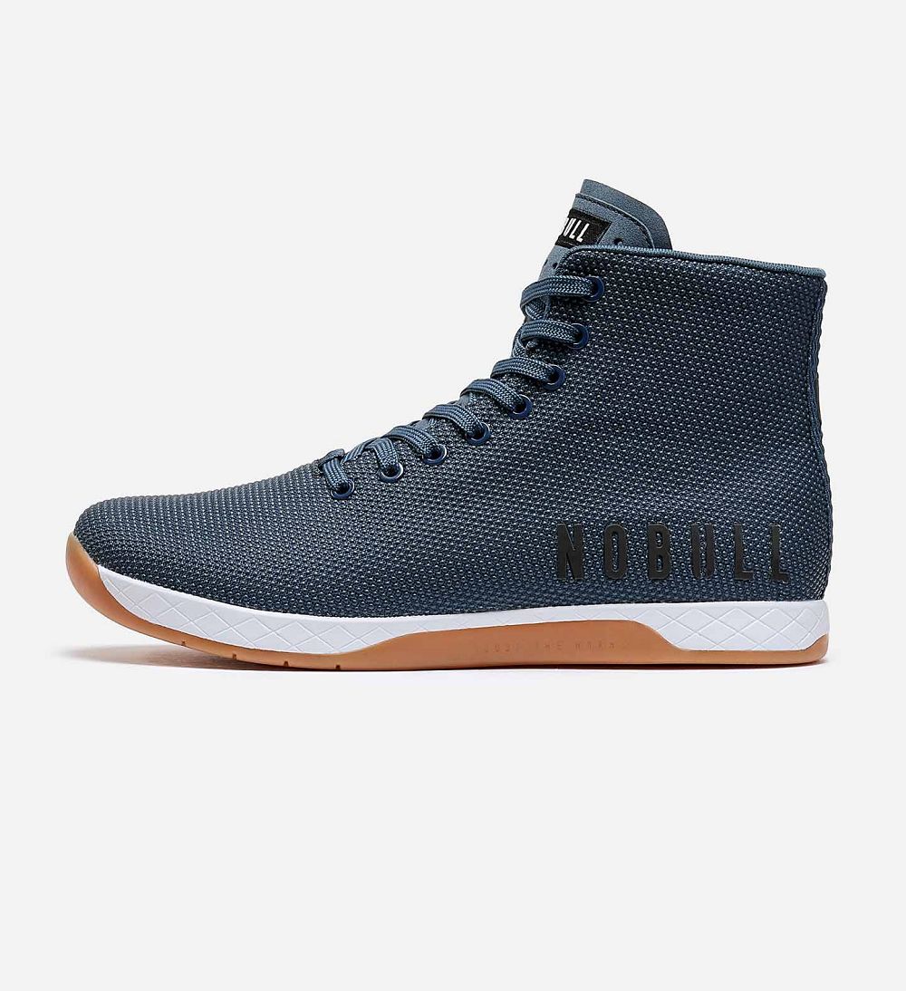 Men NOBULL High-Top OUTWORK Training Shoes Denim | VQEIY-0346