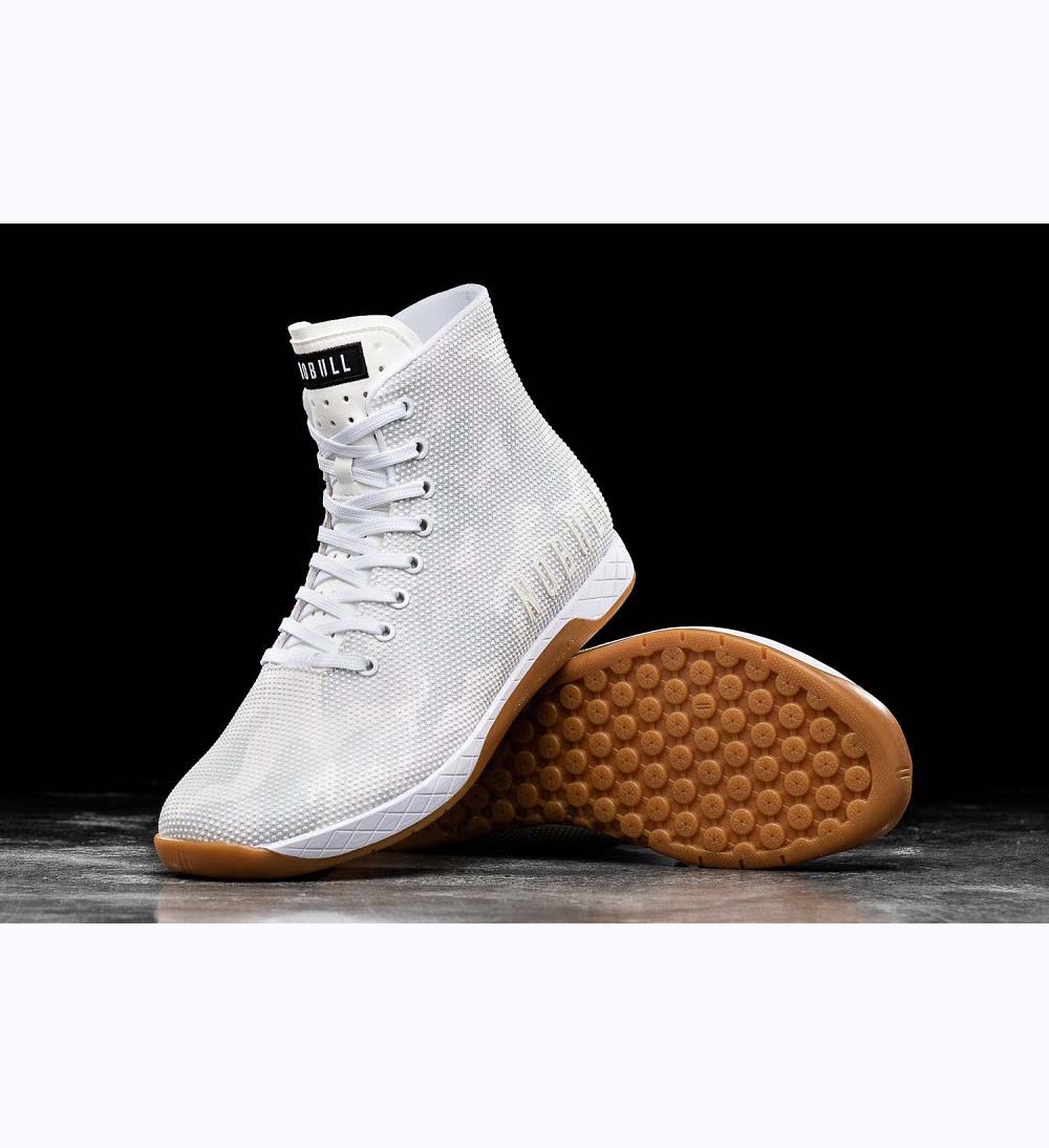 Men NOBULL High-Top OUTWORK Training Shoes White Camo | ELJHU-2813