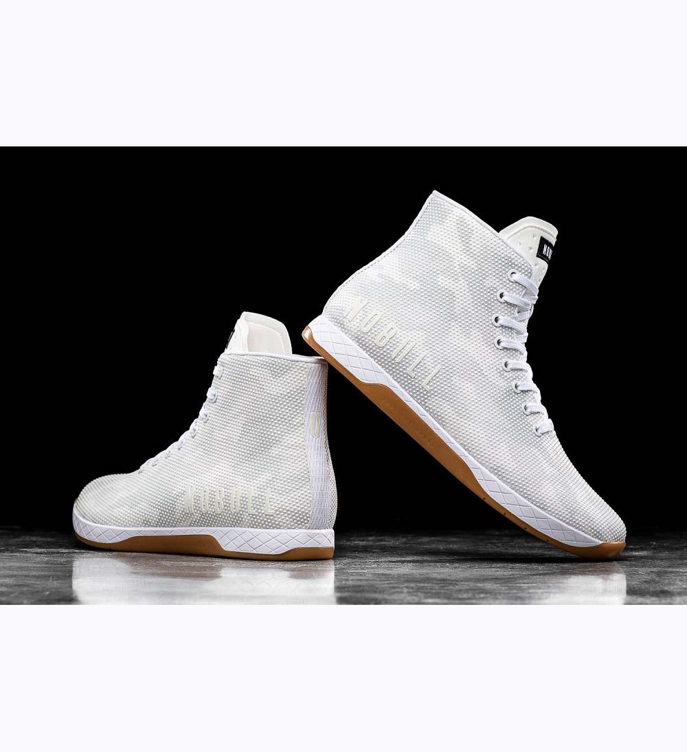 Men NOBULL High-Top OUTWORK Training Shoes White Camo | ELJHU-2813