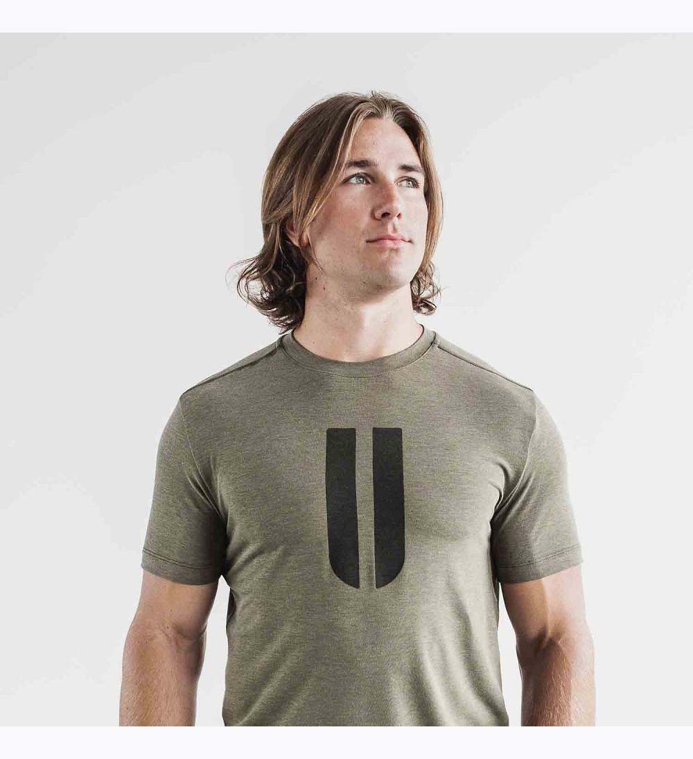 Men NOBULL Horns T-Shirt Army Green | NEGZU-0865