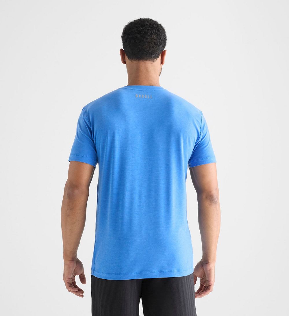 Men NOBULL Horns T-Shirt Blue | RPDVN-6985