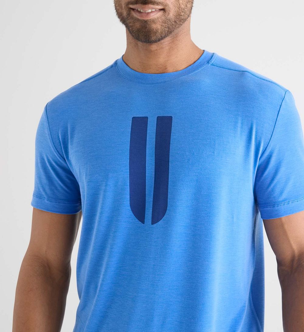 Men NOBULL Horns T-Shirt Blue | RPDVN-6985