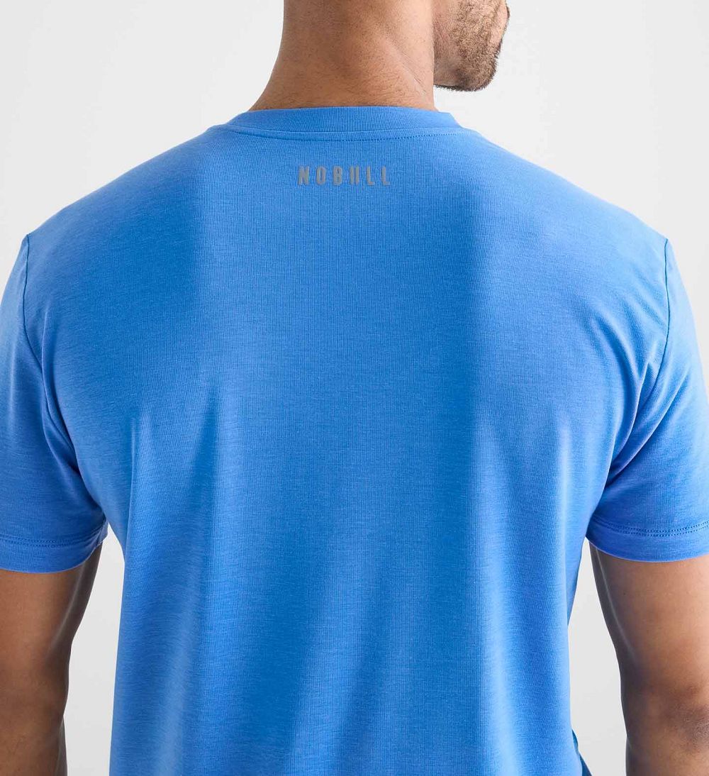 Men NOBULL Horns T-Shirt Blue | RPDVN-6985