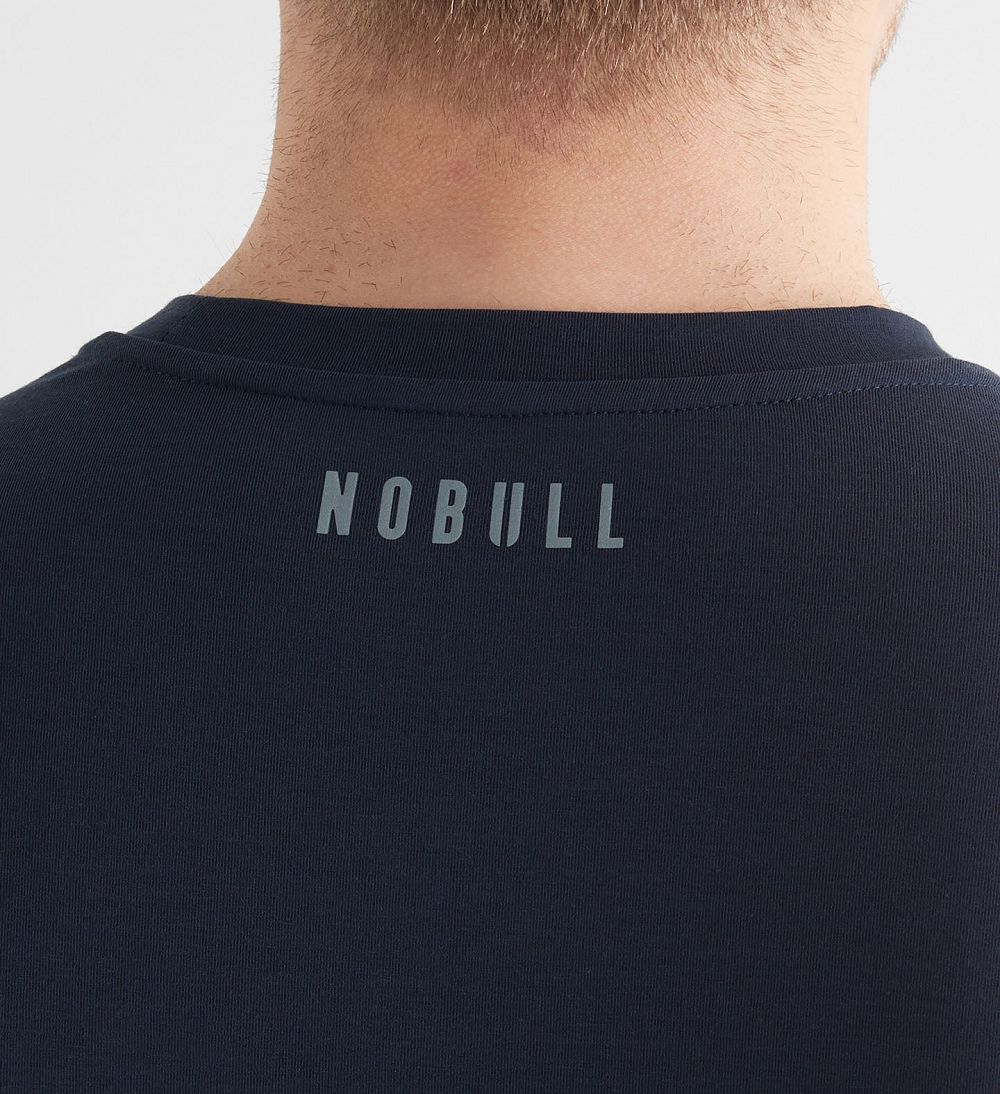 Men NOBULL Horns T-Shirt Night Navy | AYPJZ-3682