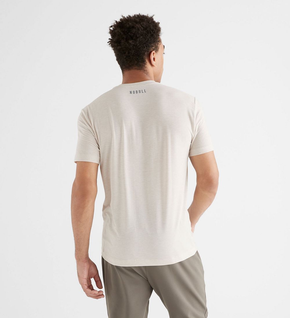 Men NOBULL Horns T-Shirt Oatmeal | IGVNF-4189