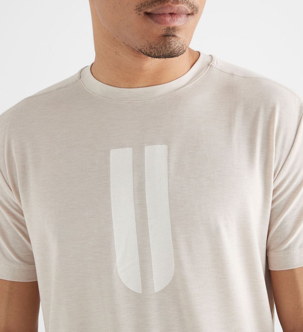 Men NOBULL Horns T-Shirt Oatmeal | IGVNF-4189