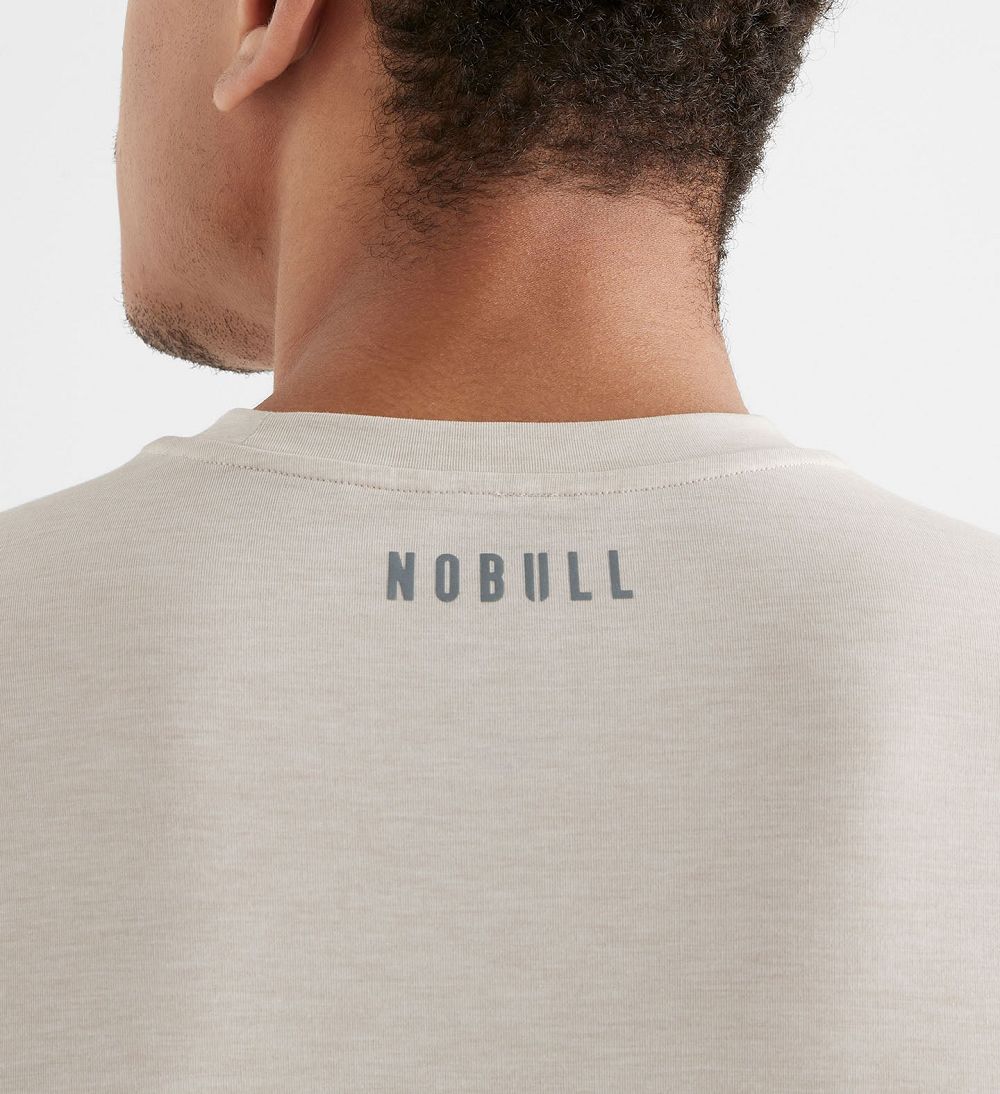 Men NOBULL Horns T-Shirt Oatmeal | IGVNF-4189