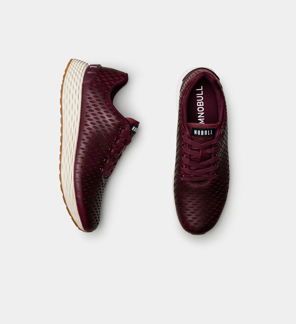 Men NOBULL Leather Running Shoes Burgundy | OWHBP-8461