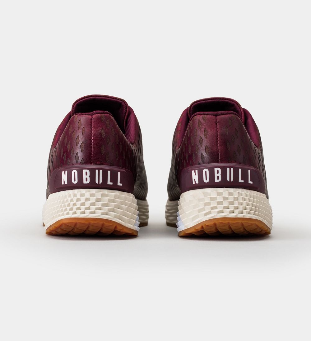 Men NOBULL Leather Running Shoes Burgundy | OWHBP-8461