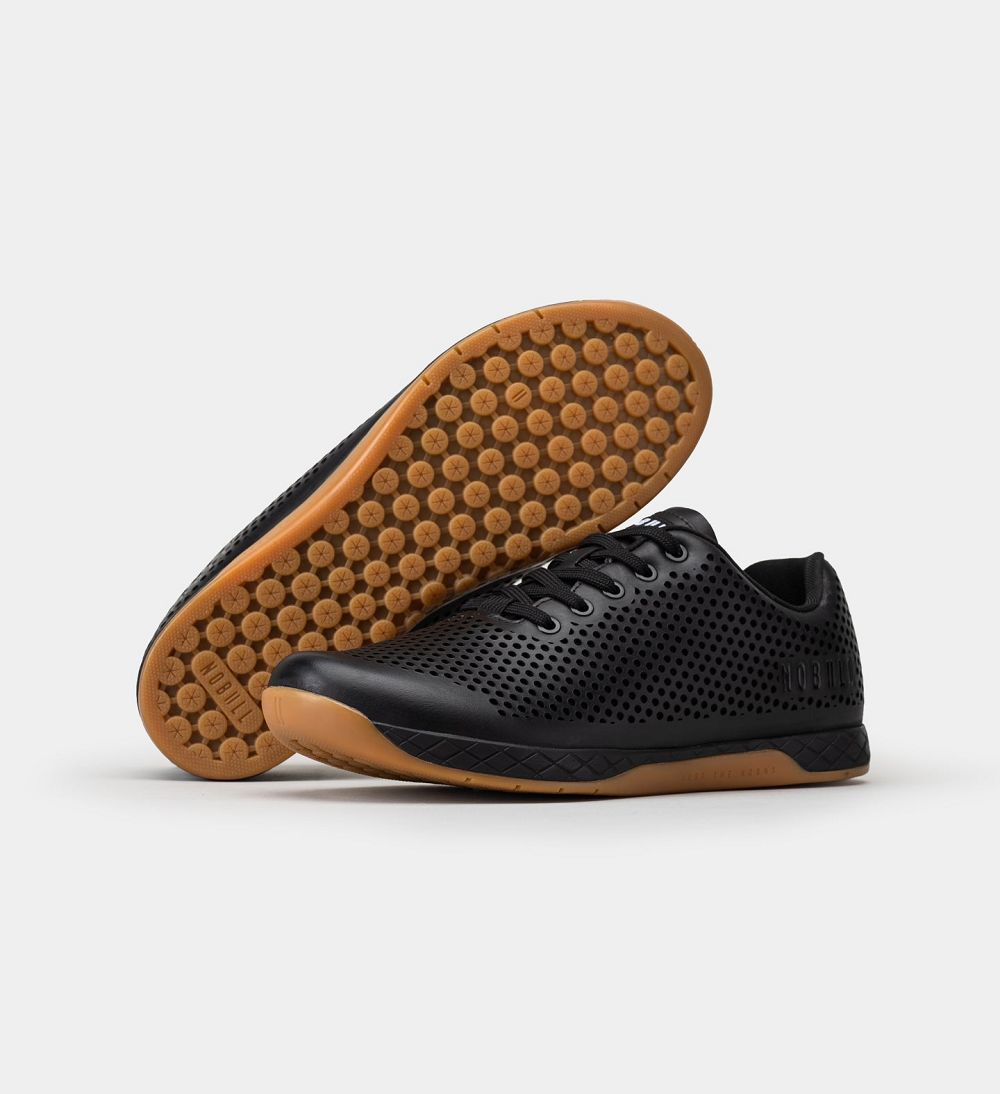 Men NOBULL Leather Training Shoes Black | OBHEZ-1894