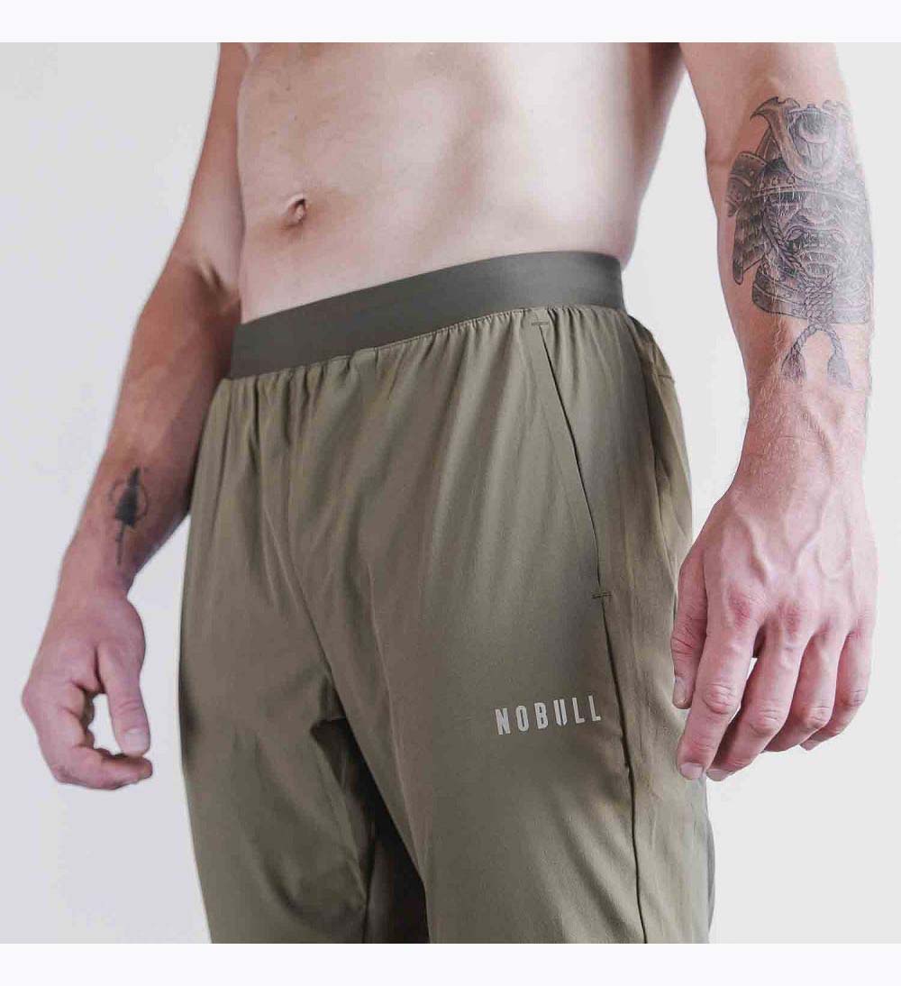 Men NOBULL Lightweight Woven Track Pants Army Green | VMTOA-2395