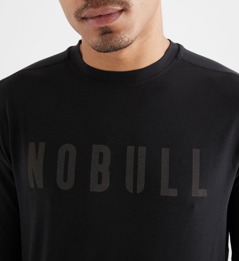 Men NOBULL Long Sleeve T-Shirt Black | JWGNB-2584