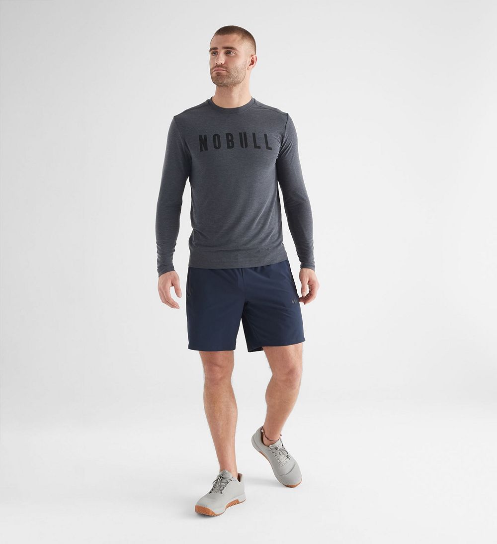 Men NOBULL Long Sleeve T-Shirt Charcoal | RYZJG-7516