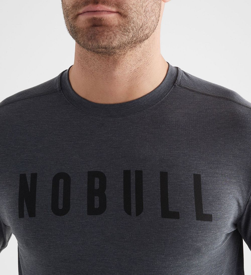 Men NOBULL Long Sleeve T-Shirt Charcoal | RYZJG-7516