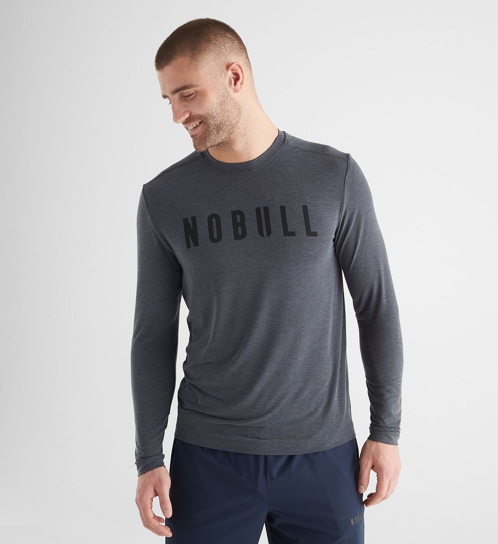 Men NOBULL Long Sleeve T-Shirt Charcoal | RYZJG-7516