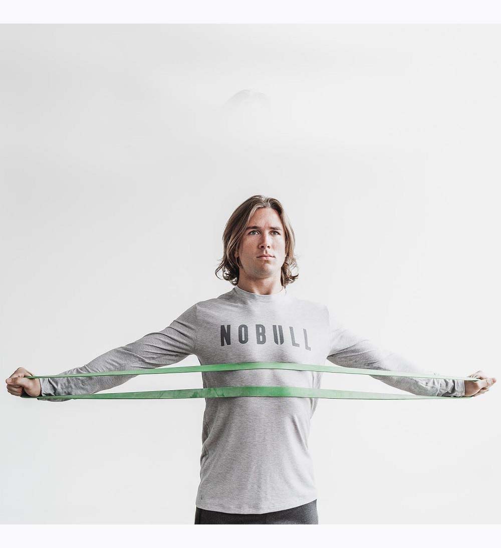 Men NOBULL Long Sleeve T-Shirt Light Heather Grey | UGATJ-4962