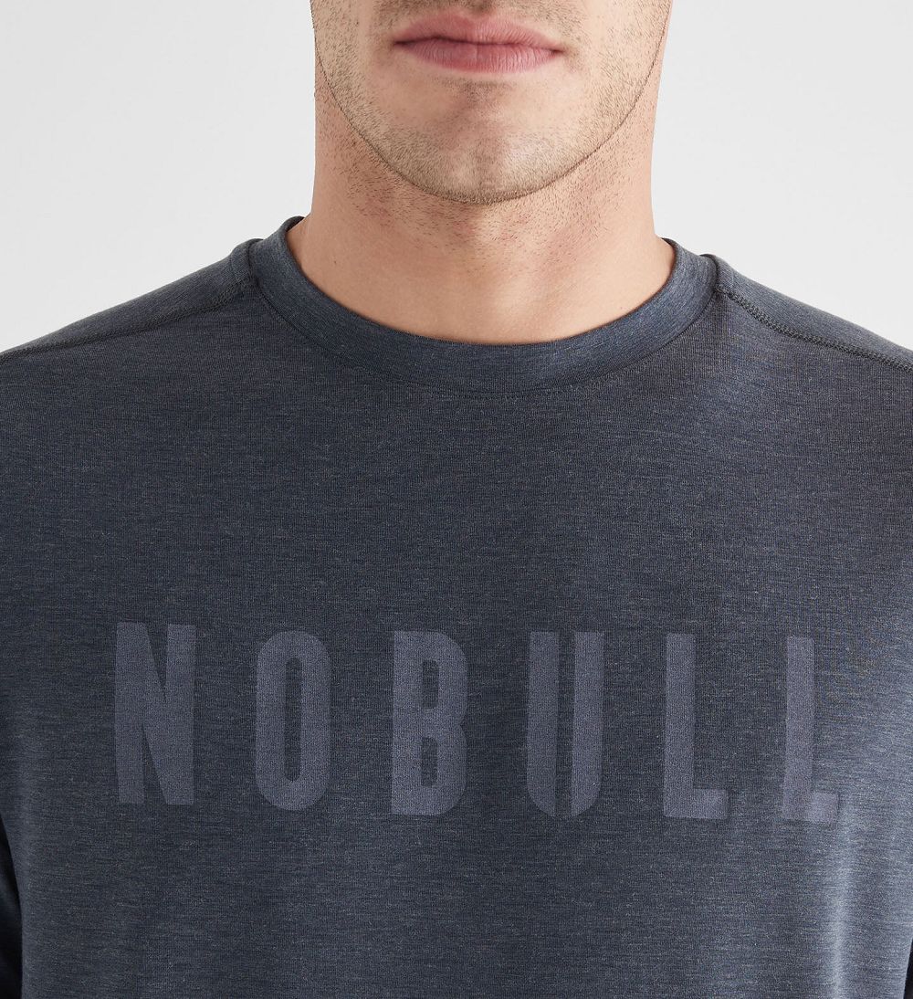 Men NOBULL Long Sleeve T-Shirt Navy | SNCPT-9358