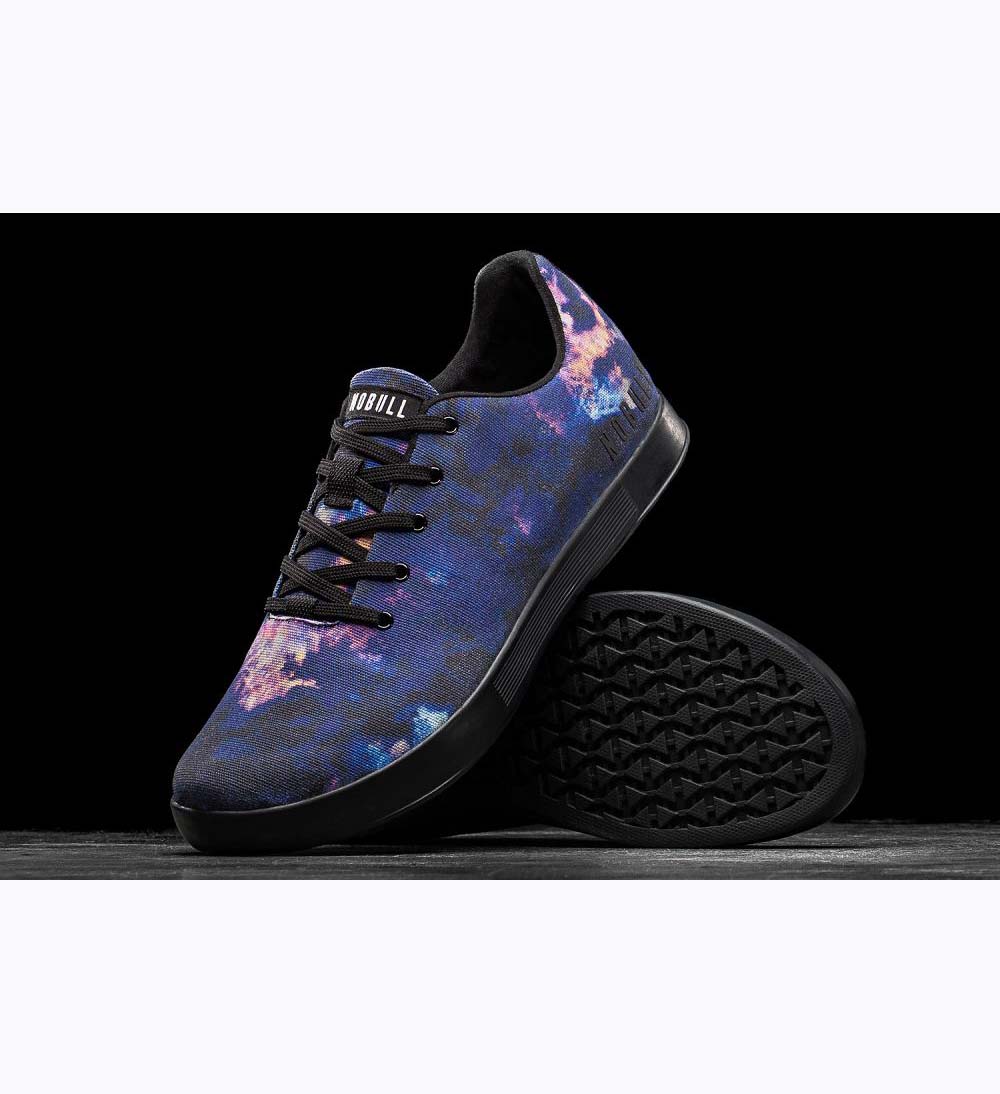 Men NOBULL MIDNIGHT TIE-DYE CANVAS Running Shoes Black Blue | XIHSG-3489