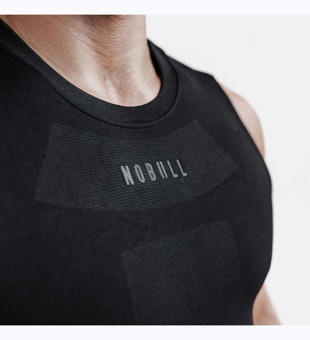 Men NOBULL Midweight Seamless Compression Sleeveless Tanks Black | MZHYL-2694