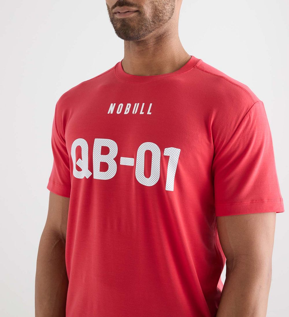 Men NOBULL NFL Combine QB1 T-Shirt True Red | BNVJI-1427