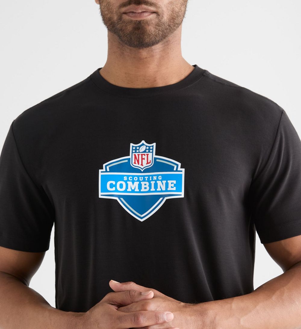 Men NOBULL NFL Combine Shield T-Shirt Black | FMSNY-0781