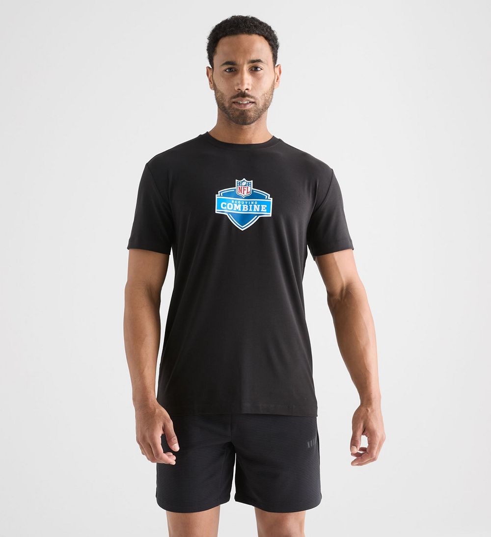 Men NOBULL NFL Combine Shield T-Shirt Black | FMSNY-0781