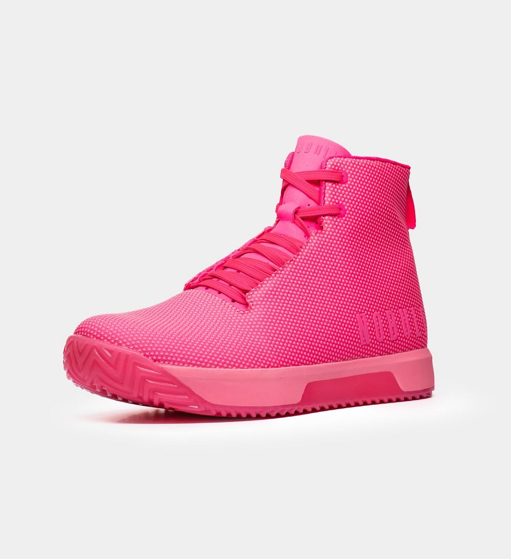 Men NOBULL Neon High-Top IMPACT Training Shoes Neon Pink | DHBXG-4231