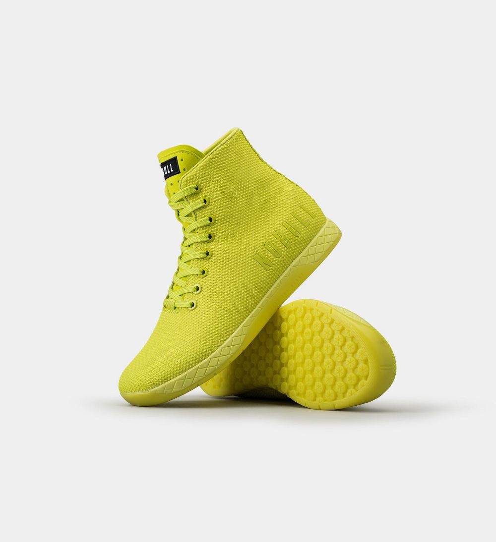 Men NOBULL Neon High-Top OUTWORK Training Shoes Neon Lime | PDXIG-0742