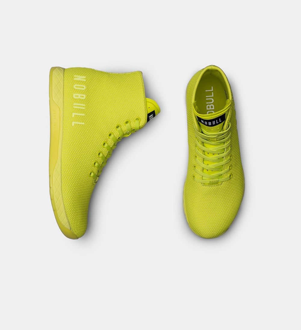 Men NOBULL Neon High-Top OUTWORK Training Shoes Neon Lime | PDXIG-0742